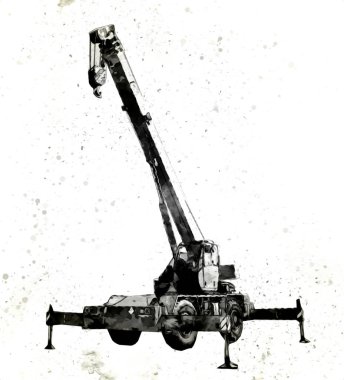 İnşaat sahasında forklift, yapım parçaları çizim sanatını yükseltmeye hazırlanıyor