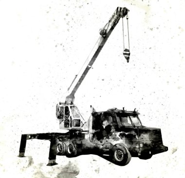 İnşaat sahasında forklift, yapım parçaları çizim sanatını yükseltmeye hazırlanıyor