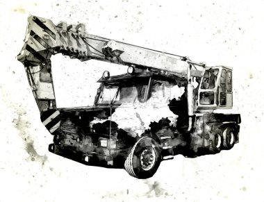 İnşaat sahasında forklift, yapım parçaları çizim sanatını yükseltmeye hazırlanıyor