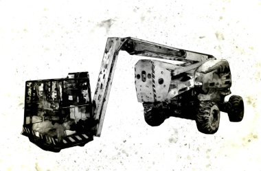 İnşaat sahasında forklift, yapım parçaları çizim sanatını yükseltmeye hazırlanıyor
