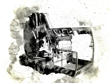 İnşaat sahasında forklift, yapım parçaları çizim sanatını yükseltmeye hazırlanıyor