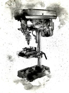 Matkap ucu ile kablosuz matkap aynı zamanda vida silah sanat çizimi çizim çizimi olarak çalışır