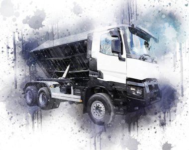 Sarı damperli kamyon çizimi eskiz çizimi antika antika