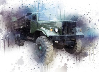 Sarı damperli kamyon çizimi eskiz çizimi antika antika