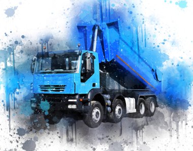 Sarı damperli kamyon çizimi eskiz çizimi antika antika