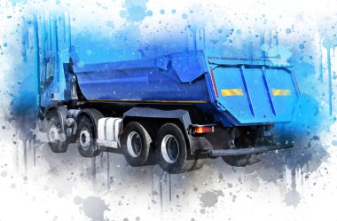 Sarı damperli kamyon çizimi eskiz çizimi antika antika