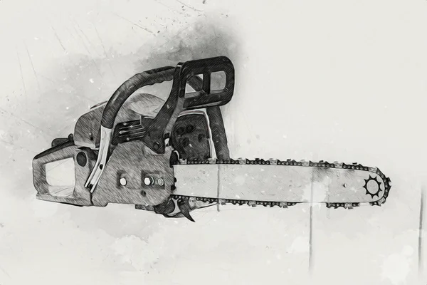 Αλυσοπρίονο Εικονογράφηση Τέχνη Σχέδιο Ρετρό Αντίκες — Φωτογραφία Αρχείου