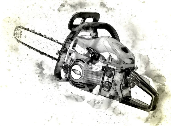 Zincirli testere çizimi, eskiz, antika, antika...