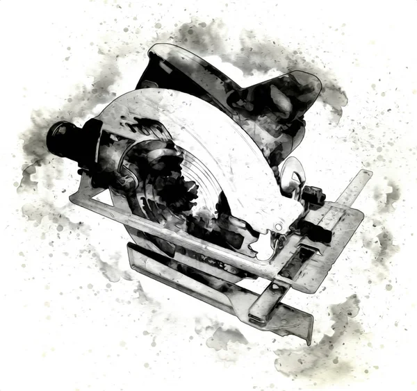 Циркулярная Пила Иллюстрации Рисунок Эскиз Ретро Антикварный Винтаж — стоковое фото