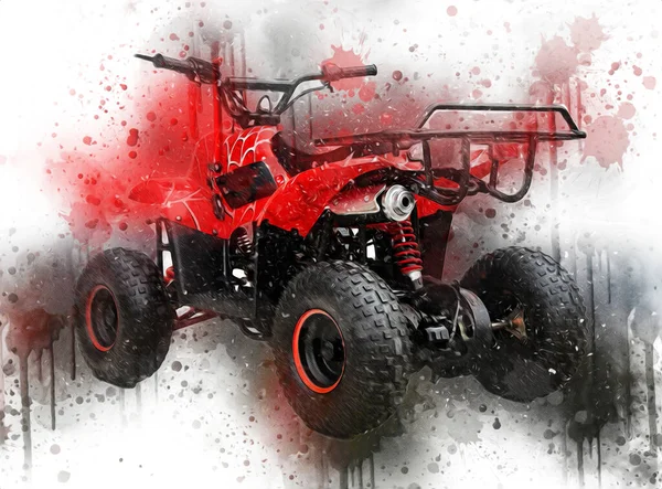 Atv Quad Мотоцикл All Terrain Автомобіль Відсічним Контуром Мистецтво Ілюстрація — стокове фото