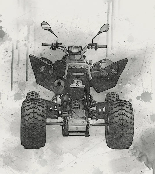 Atv Quad Geländewagen Mit Clipping Pfad Illustration Zeichnung Skizze Vintage — Stockfoto