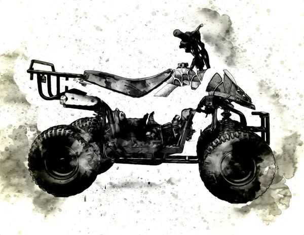 Atv Quad Rower All Terrain Pojazdu Wycinania Ścieżka Sztuka Ilustracja — Zdjęcie stockowe