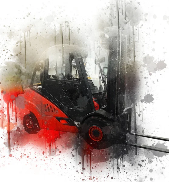 Forklift Truck White Isolated Background Art Illustration Drawing Sketch — Stock Photo, Image