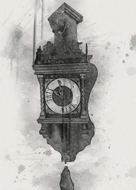 Eski antika klasik saatlerin eski kağıt arka plandaki tuşları.