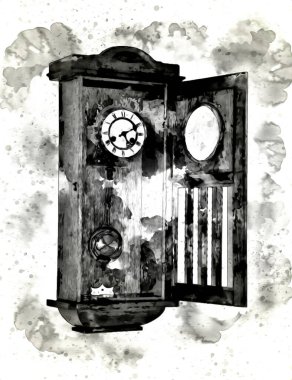 Eski antika klasik saatlerin eski kağıt arka plandaki tuşları.