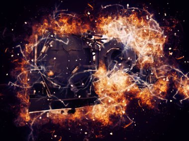 Büyük bir benzin deposu yol alıyor. Resim, antika, antika.