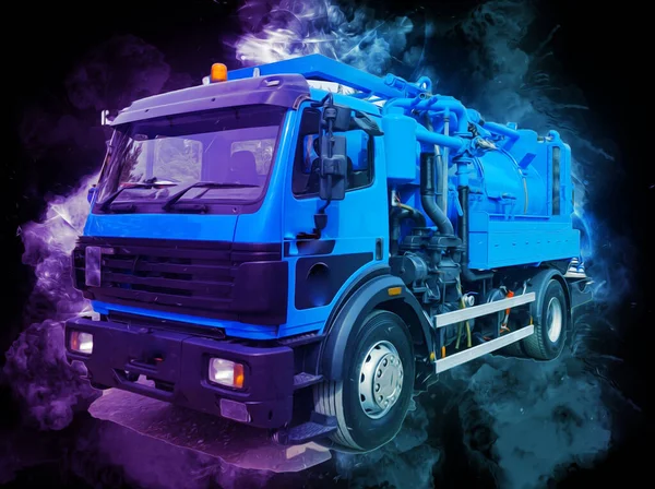 Büyük bir benzin deposu yol alıyor. Resim, antika, antika.