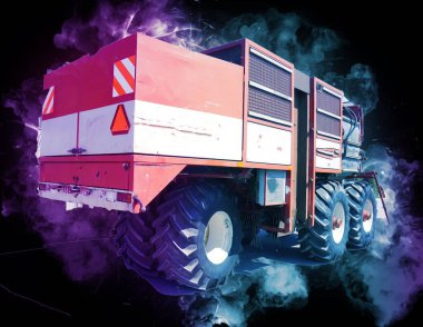 Modern tarımsal birleşim beyaz arka planda izole edilmiş eskiz eskizi antika