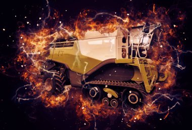 Modern tarımsal birleşim beyaz arka planda izole edilmiş eskiz eskizi antika