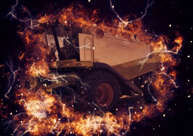 Modern tarımsal birleşim beyaz arka planda izole edilmiş eskiz eskizi antika