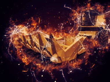 Modern tarımsal birleşim beyaz arka planda izole edilmiş eskiz eskizi antika