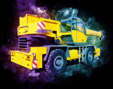 İnşaat sahasında forklift, yapım parçaları çizim sanatını yükseltmeye hazırlanıyor