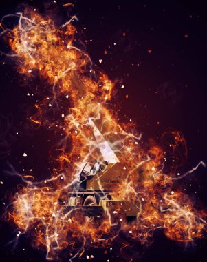 İnşaat sahasında forklift, yapım parçaları çizim sanatını yükseltmeye hazırlanıyor