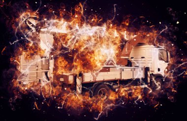 İnşaat sahasında forklift, yapım parçaları çizim sanatını yükseltmeye hazırlanıyor