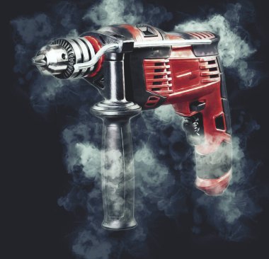 Matkap ucu ile kablosuz matkap aynı zamanda vida silah sanat çizimi çizim çizimi olarak çalışır