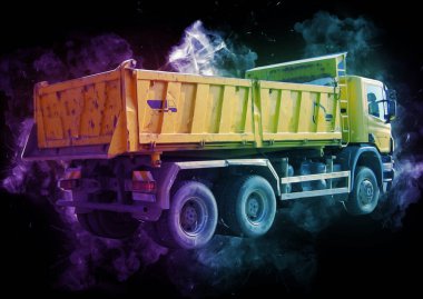 Sarı damperli kamyon çizimi eskiz çizimi antika antika