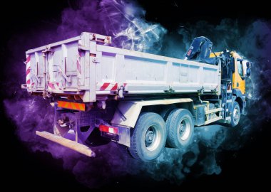 Sarı damperli kamyon çizimi eskiz çizimi antika antika