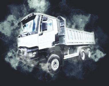 Sarı damperli kamyon çizimi eskiz çizimi antika antika