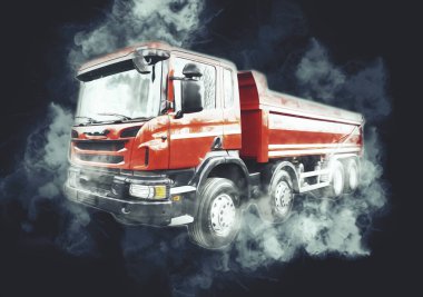 Sarı damperli kamyon çizimi eskiz çizimi antika antika