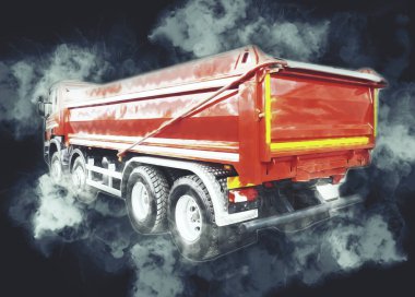 Sarı damperli kamyon çizimi eskiz çizimi antika antika