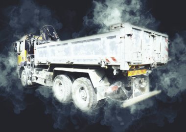 Sarı damperli kamyon çizimi eskiz çizimi antika antika