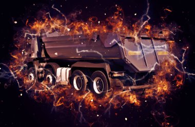 Sarı damperli kamyon çizimi eskiz çizimi antika antika