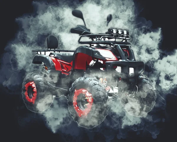 Atv Quad Мотоцикл All Terrain Автомобіль Відсічним Контуром Мистецтво Ілюстрація — стокове фото