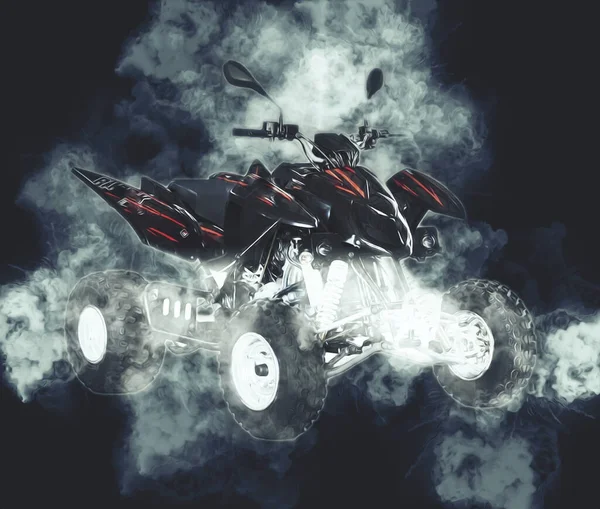 Atv Quad Bike Veicolo All Terrain Con Percorso Ritaglio Illustrazione — Foto Stock