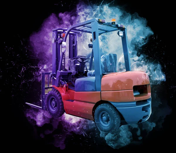 Forklift truck on white isolated background art illustration drawing sketch
