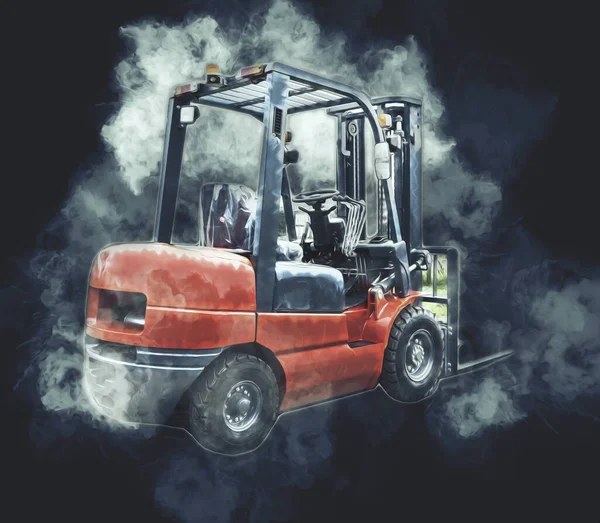 Forklift Truck White Isolated Background Art Illustration Drawing Sketch — Stock Photo, Image