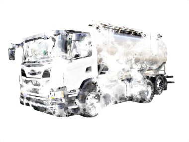 Büyük bir benzin deposu yol alıyor. Resim, antika, antika.