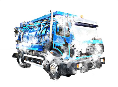 Büyük bir benzin deposu yol alıyor. Resim, antika, antika.