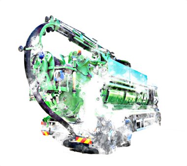 Büyük bir benzin deposu yol alıyor. Resim, antika, antika.