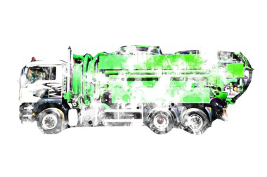 Büyük bir benzin deposu yol alıyor. Resim, antika, antika.