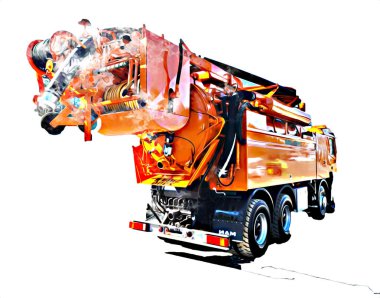 Büyük bir benzin deposu yol alıyor. Resim, antika, antika.