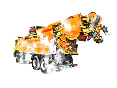 Büyük bir benzin deposu yol alıyor. Resim, antika, antika.