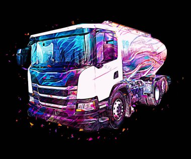 Büyük bir benzin deposu yol alıyor. Resim, antika, antika.