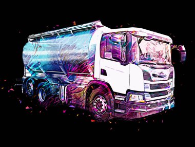 Büyük bir benzin deposu yol alıyor. Resim, antika, antika.