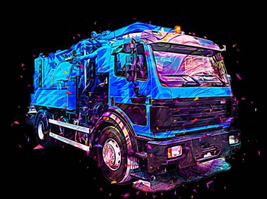 Büyük bir benzin deposu yol alıyor. Resim, antika, antika.