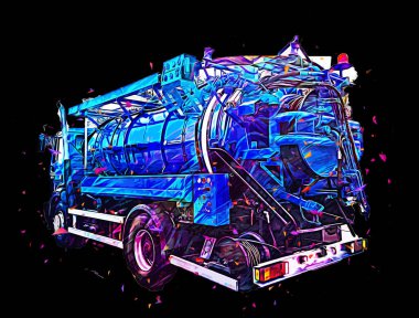 Büyük bir benzin deposu yol alıyor. Resim, antika, antika.